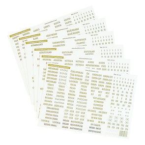 Country labels with gold lettering German regions, BRD and many more