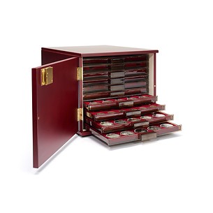 Coin Drawer Cabinet For 10 Standard Coin Drawers, mahogany