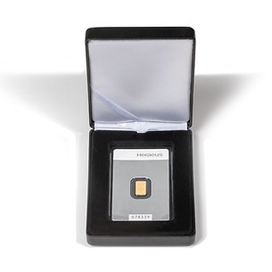 NOBILE etui for 1 embossed gold bar in blister packaging, upright format, black