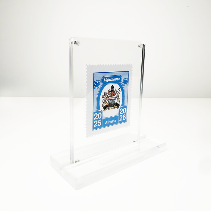 Limited Edition Non-Circulation Collectors Stamp Alberta in Spectator card display stand