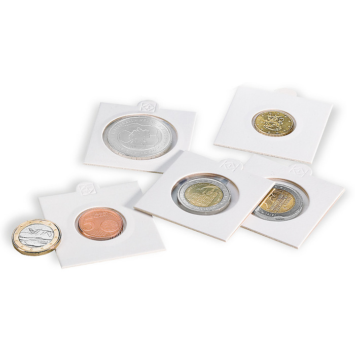 MATRIX coin holders, white, inside Ø 37,5 mm, self-adhesive, pack of 25