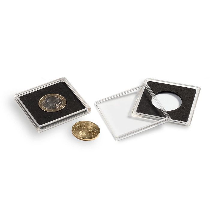 Square coin capsules QUADRUM,  inner diameter 19 mm