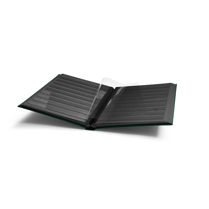 Stockbook PREMIUM, A4, 32 black pages, padded leather* cover, green