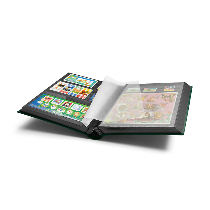 A4 Stock Book COMFORT, 64 black pages, padded cover, green