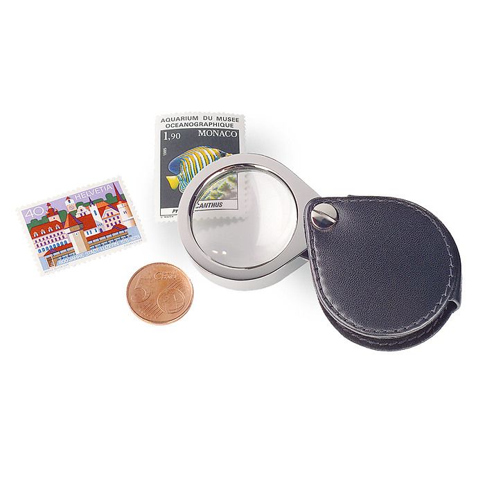 Foldaway Magnifier 5x. Leather