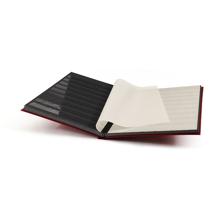 Stockbook BASIC, DIN A4, 32 black pages, non-padded cover, red