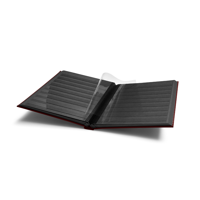 Stockbook PREMIUM, A4, 32 black pages, padded leather* cover, red