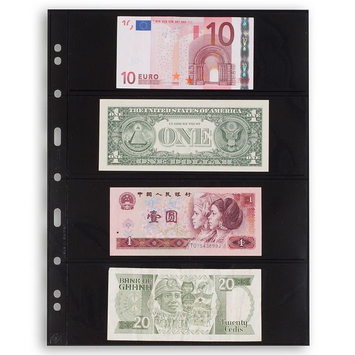 Plastic pockets GRANDE Sheets 4S, with 4 horizontal stripes, black