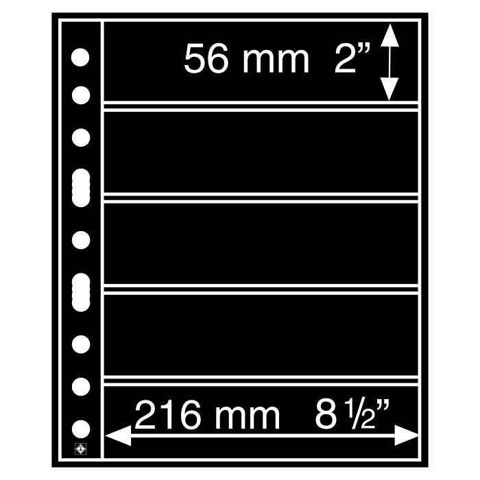 Plastic pockets GRANDE Sheets 5S, with 5 horizontal stripes, black