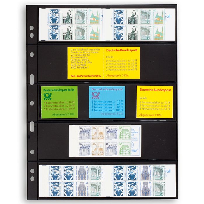 Plastic pockets GRANDE Sheets 5S, with 5 horizontal stripes, black