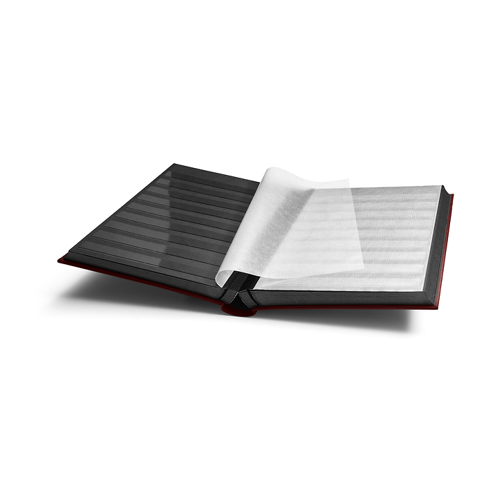 A4 Stock Book COMFORT, 64 black pages, padded cover, red