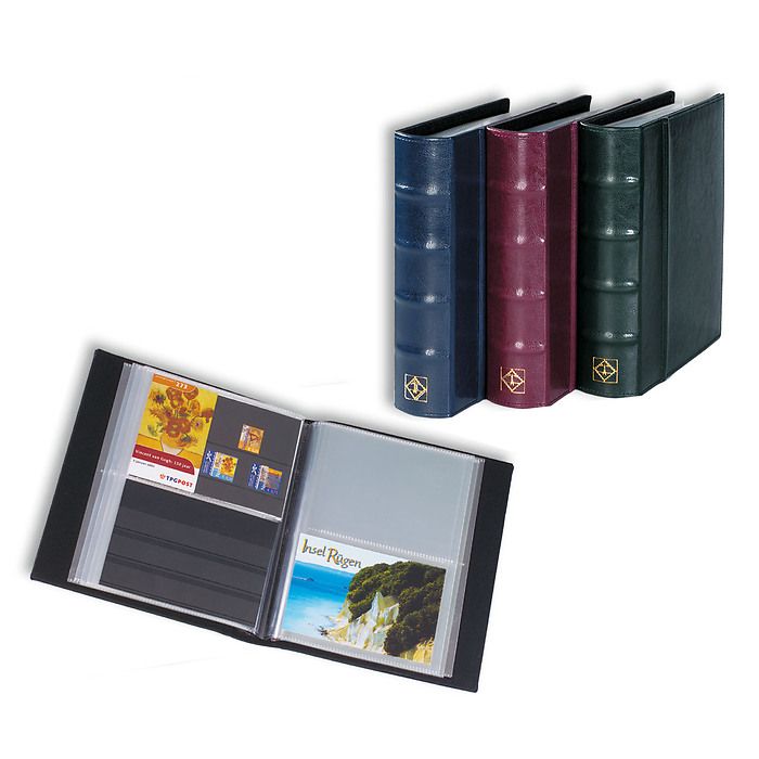 Postcard album with 50 clear pockets, blue