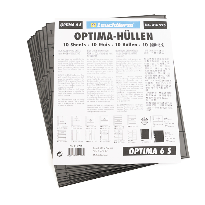 Plastic pockets OPTIMA, 6-waydivision, black