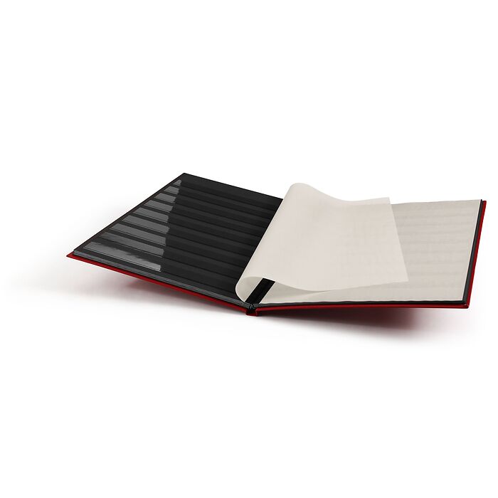 Stockbook BASIC, DIN A4, 16 black pages, non-padded cover, red