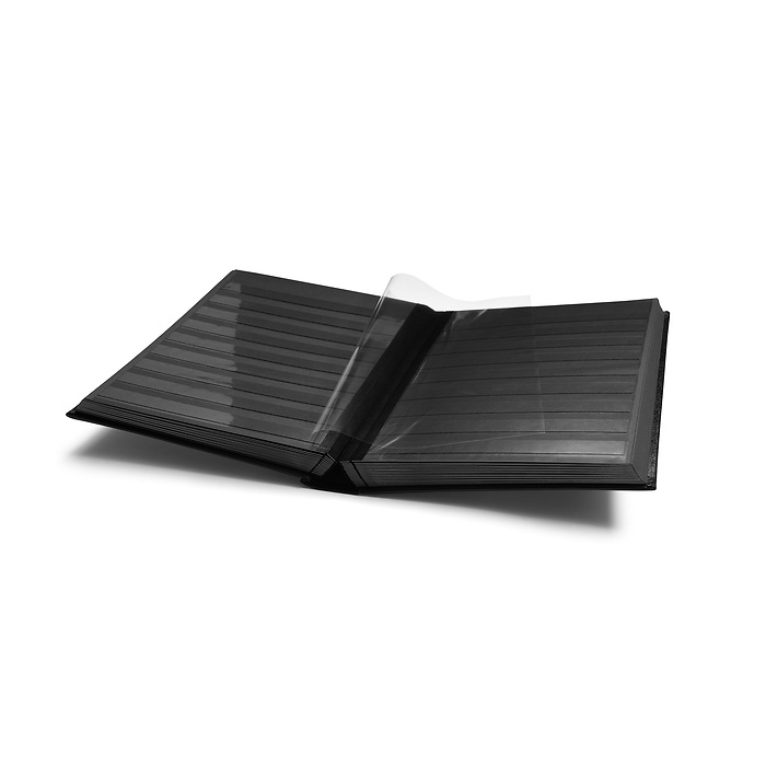 Stockbook PREMIUM A4, 64 black pages, padded leather* cover, black