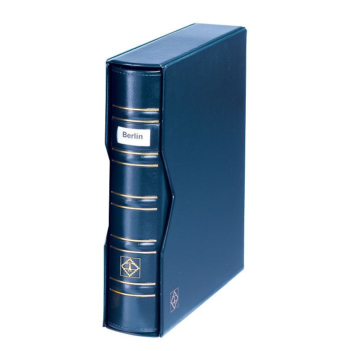 Ringbinder OPTIMA, classic design SIGNUM, with labeling field, incl. slipcase, blue