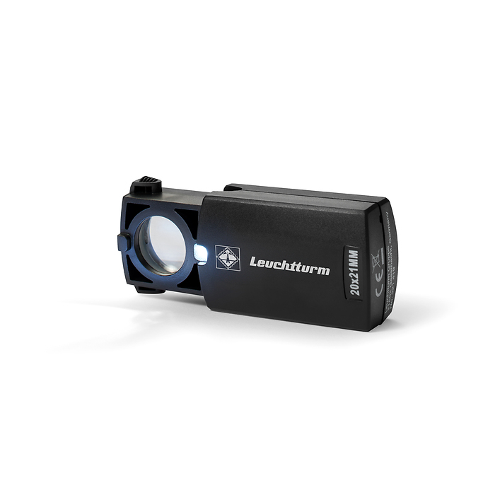Pull Out-magnifier with LED, magnification 20 x, black, Ø 18 mm