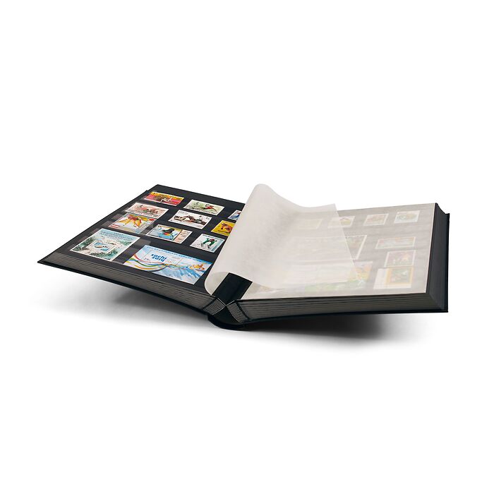 Stockbook BASIC, DIN A4, 64 black pages, non-padded cover, black