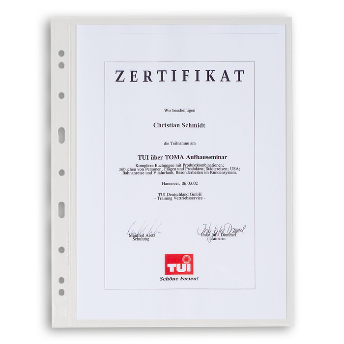 Plastic pockets GRANDE Sheets 1C, one-way division, clear