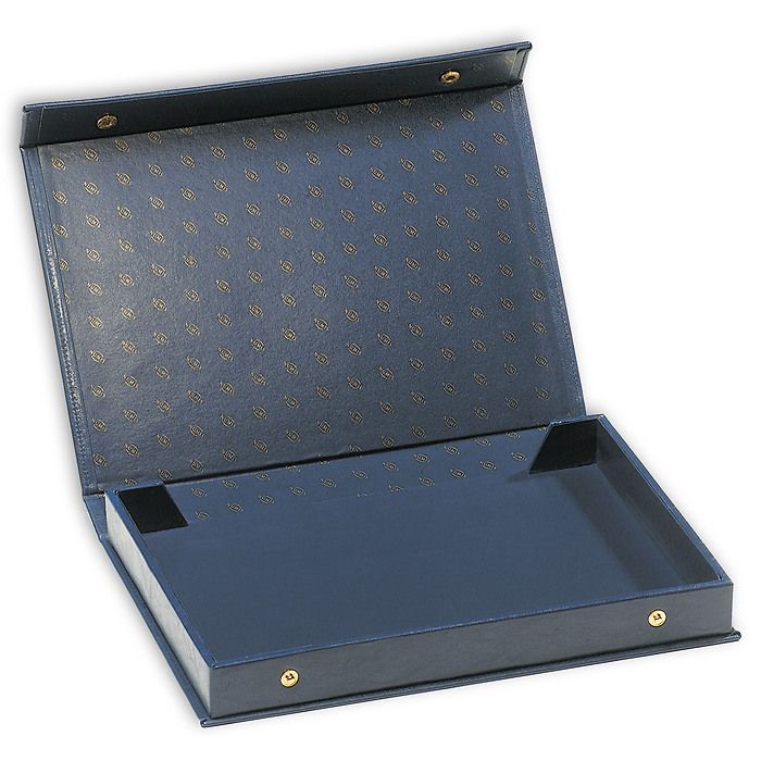 Coin presentation case L for 4 coin trays, blue, empty