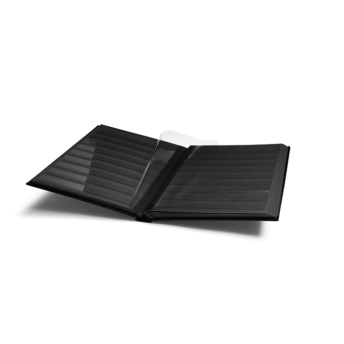 Stockbook PREMIUM, A4, 32 black pages, padded leather* cover, black