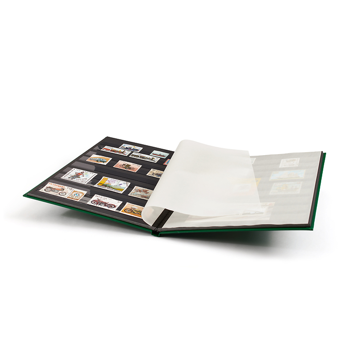 Stockbook BASIC, DIN A4, 16 black pages, non-padded cover, green