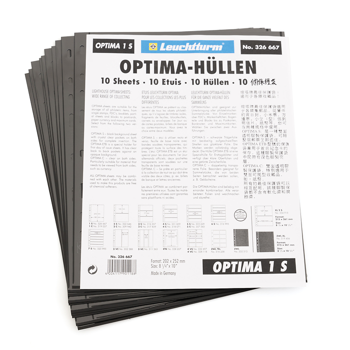 Plastic pockets OPTIMA, 1-waydivision, black