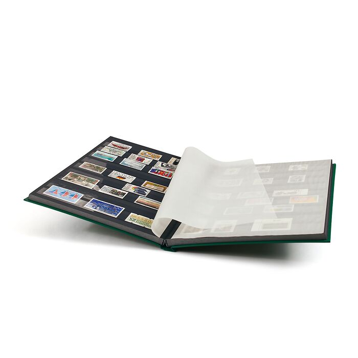 Stockbook BASIC, DIN A4, 32 black pages, non-padded cover, green