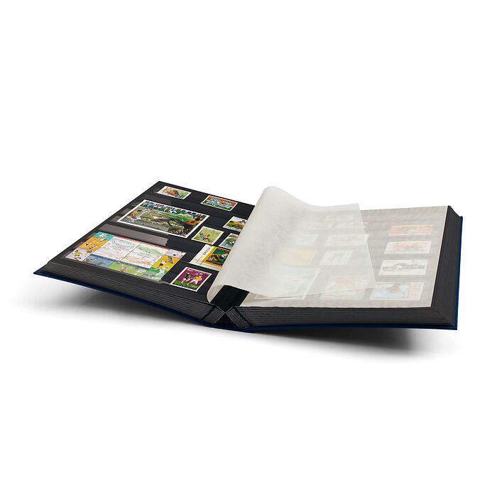 Stockbook BASIC, DIN A4, 64 black pages, non-padded cover, blue