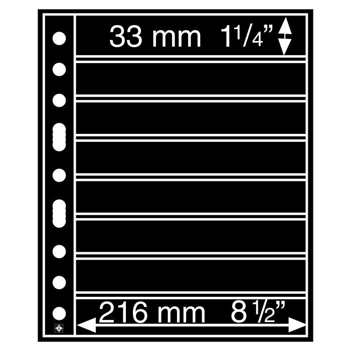 Plastic pockets GRANDE Sheets 8S, with 8 horizontal stripes, black
