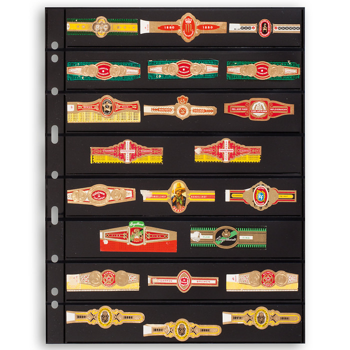 Plastic pockets GRANDE Sheets 8S, with 8 horizontal stripes, black