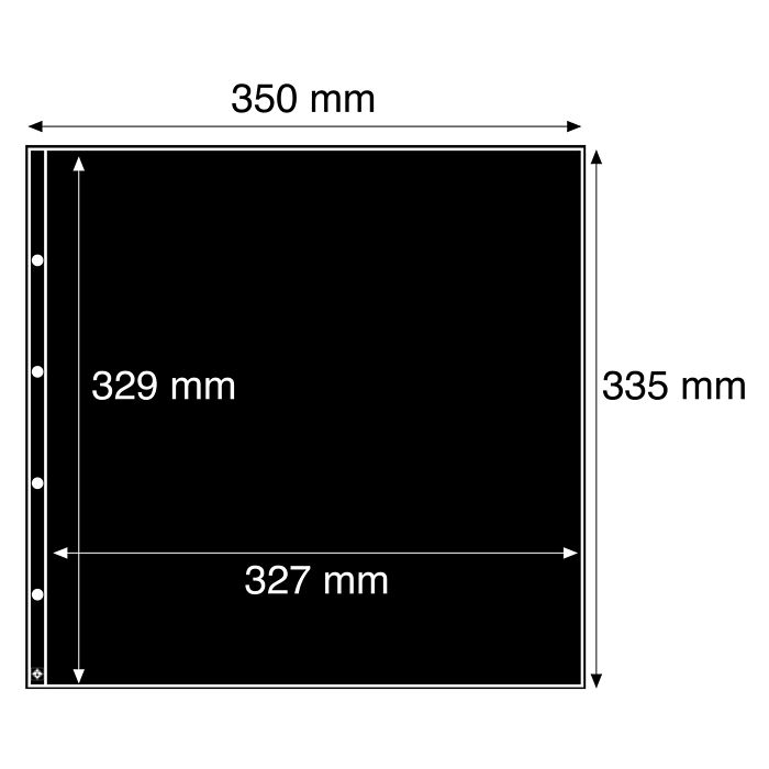 plastic pockets MAXIMUM, for mint sheets open along top and on punched hole side, black