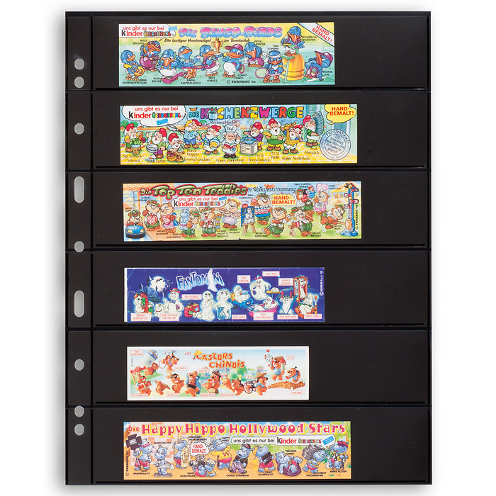 Plastic pockets GRANDE Sheets 6S, with 6 horizontal stripes, black