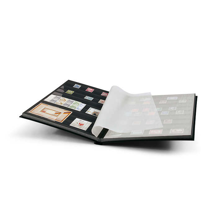 Stockbook BASIC, DIN A4, 32 black pages, non-padded cover, black