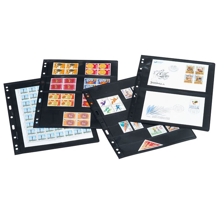 plastic pockets OPTIMA, 4-way division, for Telephone Cards, black