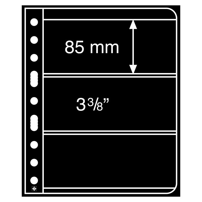 plastic pockets VARIO 3S, 3-way division, black film