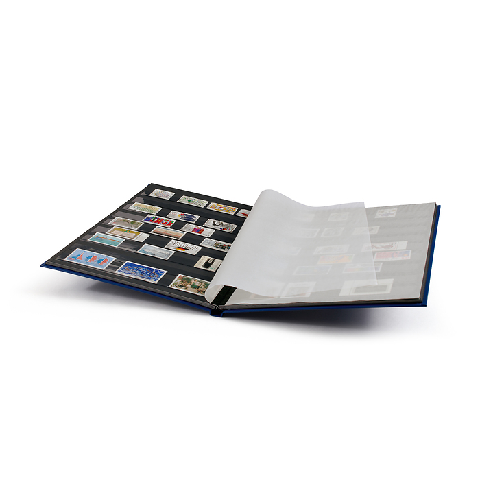 Stockbook BASIC, DIN A4, 16 black pages, non-padded cover, blue