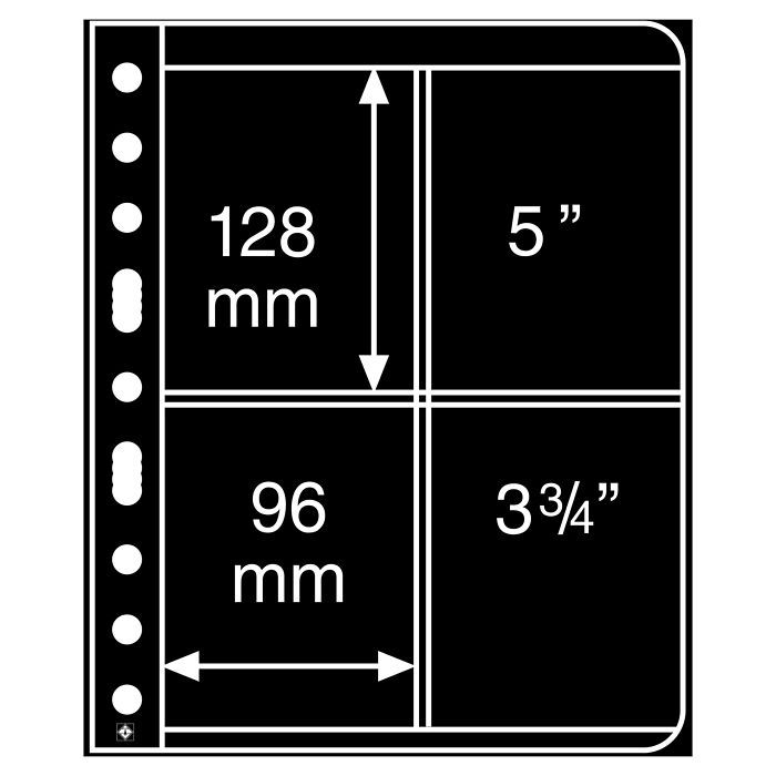 Plastic pockets VARIO 2ST, 2-way division, vertically divided, black film