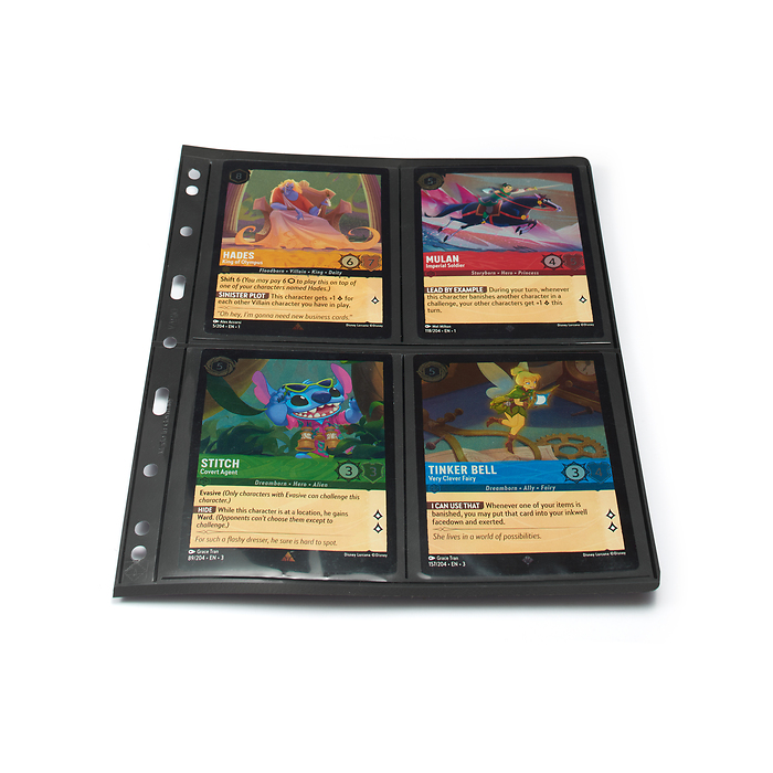 Plastic pockets VARIO 2ST, 2-way division, vertically divided, black film