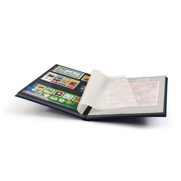 Stockbook BASIC, DIN A4, 32 black pages, non-padded cover, blue