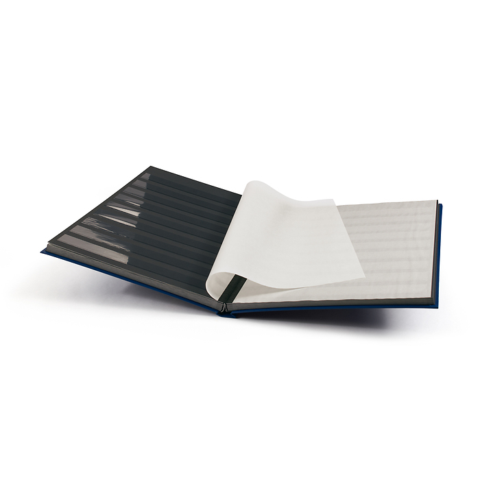 Stockbook BASIC, DIN A4, 32 black pages, non-padded cover, blue