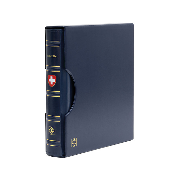 Turn-bar Binder PERFECT DP, classic design, 'HELVETIA' imprint incl. slipcase, blue
