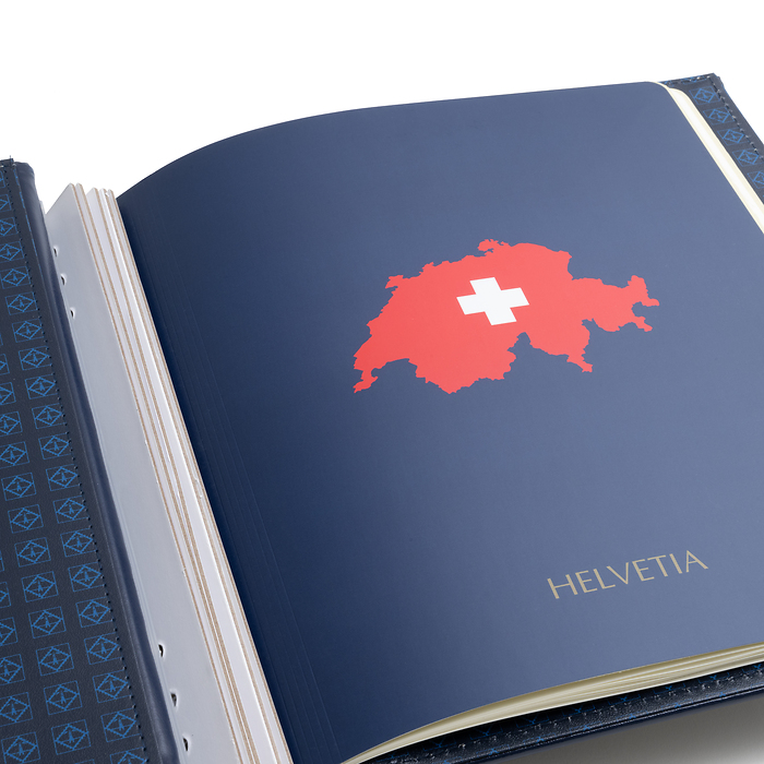 Turn-bar Binder PERFECT DP, classic design, 'HELVETIA' imprint incl. slipcase, blue