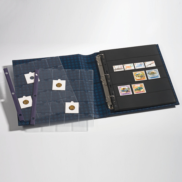 GRANDE Classic album set 3-ring for banknote sleeves, blue