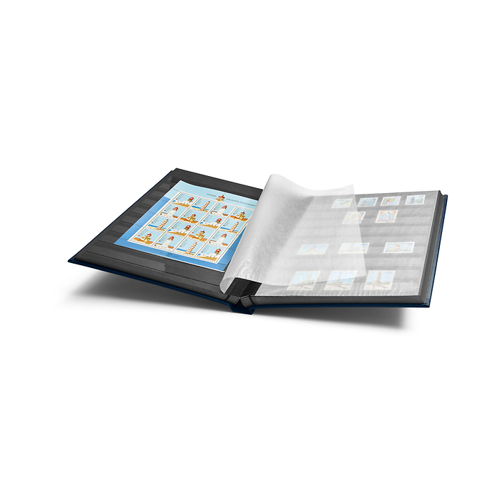 A4 Stock Book COMFORT, 32 black pages, padded cover, blue