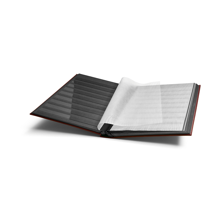 A4 Stock Book COMFORT, 32 black pages, padded cover, red