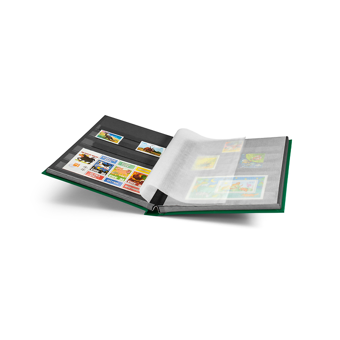 Stockbook BASIC, DIN A5, 32 black pages, non-padded cover, green