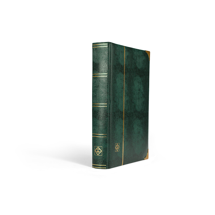 COMFORT DL Stockbook DIN A4, 64 black pages, padded cover crocodile-look, metal corners,gr