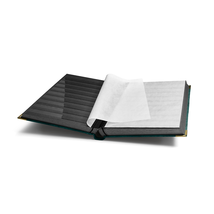 COMFORT DL Stockbook DIN A4, 64 black pages, padded cover crocodile-look, metal corners,gr
