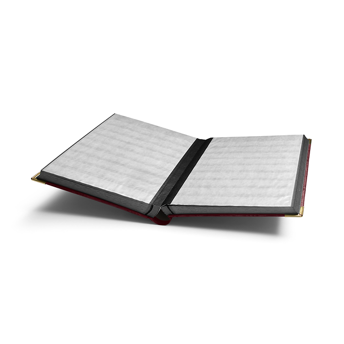 COMFORT DL Stockbook DIN A4, 64 black pages, padded cover crocodile-look, metal corners,re